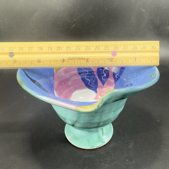 Italian Art Pottery Footed Dish Bowl Container Hand Made RedWare Made In Italy - Picture 4 of 14